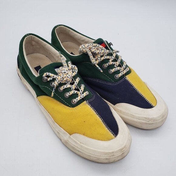 RARE Tommy Hilfiger TMTHFLAG Crazy Color Canvas Boat Sneakers Mens Shoes Sz 8 - Picture 1 of 12